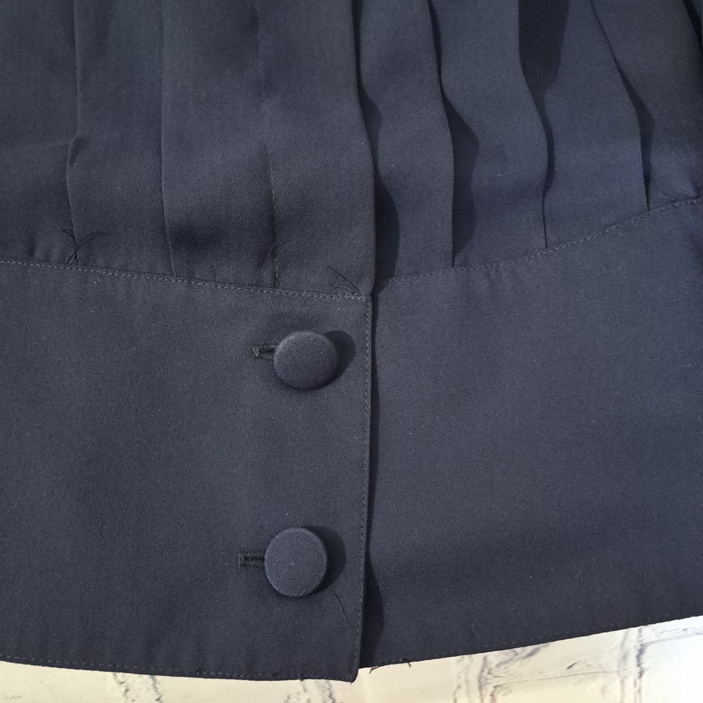 Chaus Dark Navy Pleated Front Button Blouse Size 16 - Picture 10 of 10